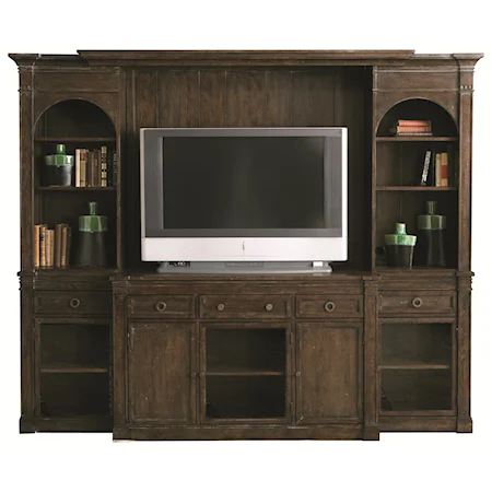 Home Entertainment Unit with Drawers, Doors and Wire Management